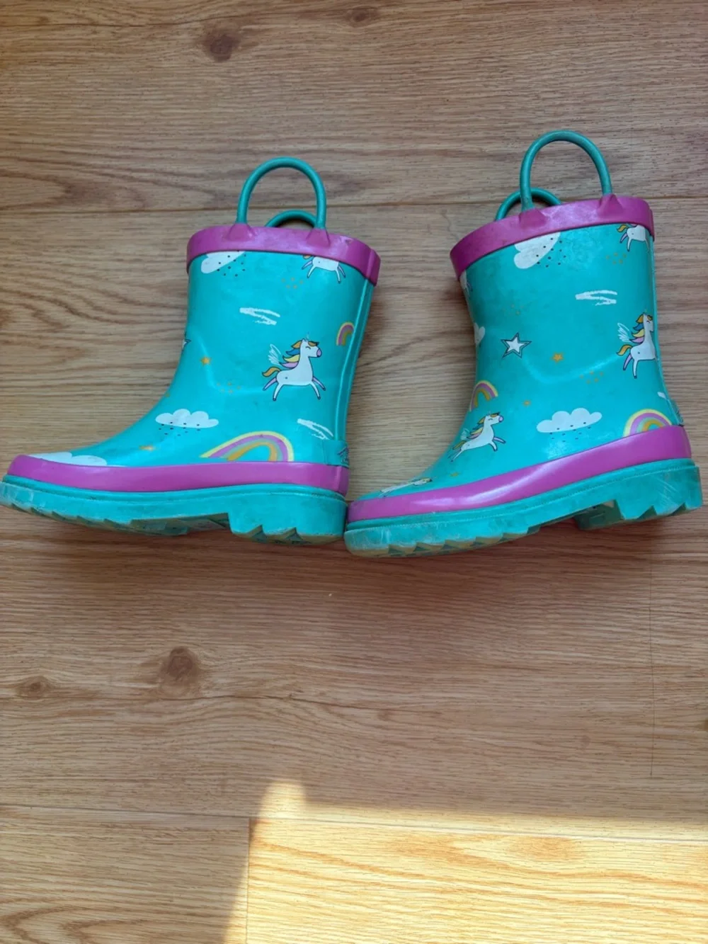 Blue Mountain Kids Unicorn Rain Boots in Teal & Pink